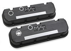 Holley 241-85 M/T Valve Covers Vintage Style Finned BBC Satin Black Chevrolet Big Block Cast Aluminum
