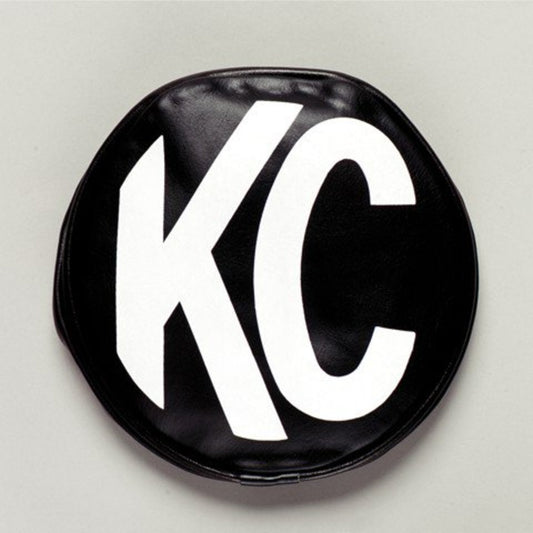 KC Hilites 8 In Light Cover - Round - Soft Vinyl - Pair - Black / White KC Logo