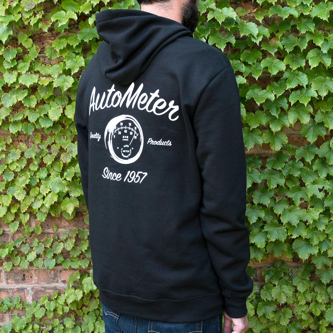 AutoMeter 0448M - ZIP HOODIE, ADULT MEDIUM, BLACK, 'VINTAGE'