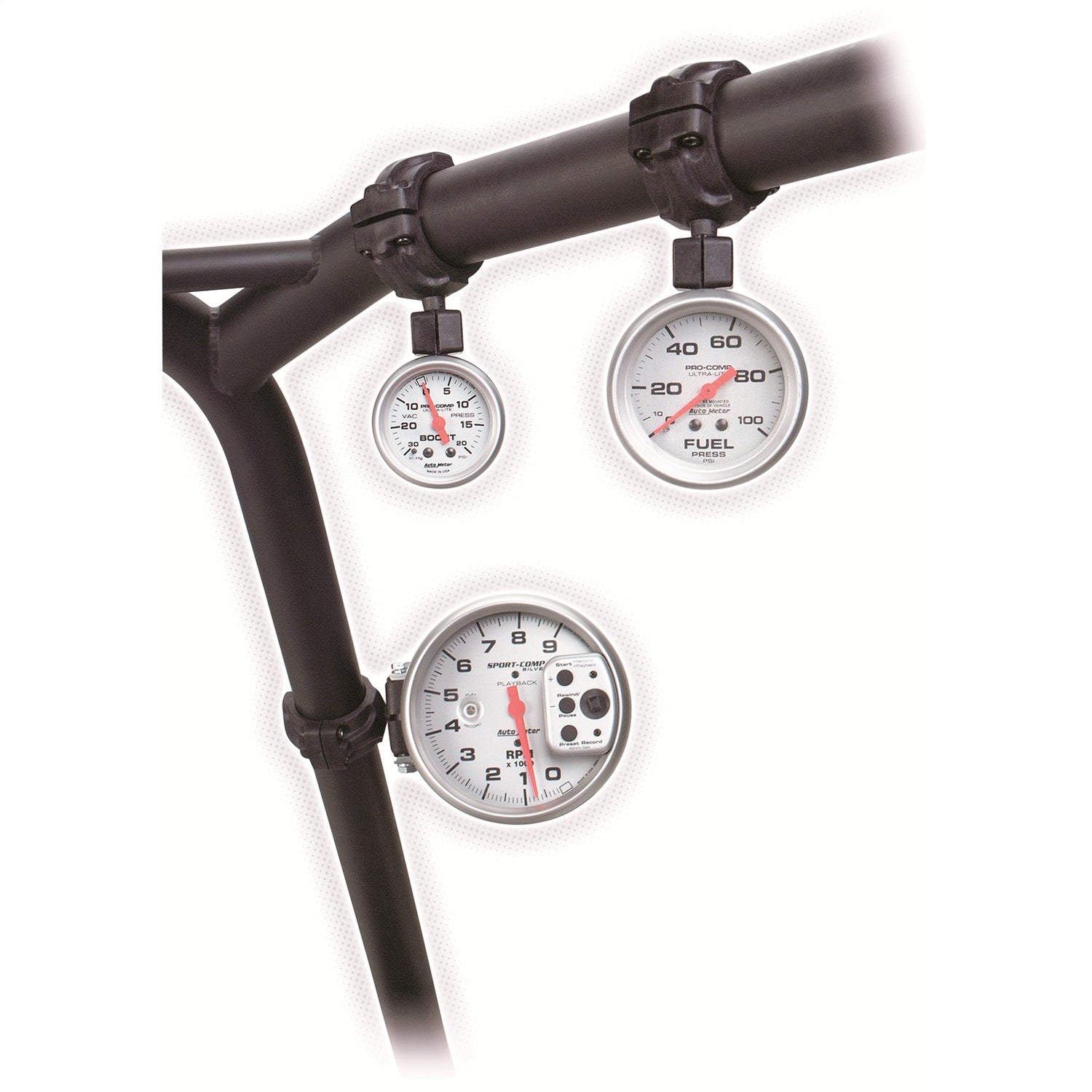 AutoMeter 48008 - GAUGE MOUNT, ROLL POD FOR 1.75" ROLL CAGE, FITS 5" PEDESTAL TACH, BLACK 3