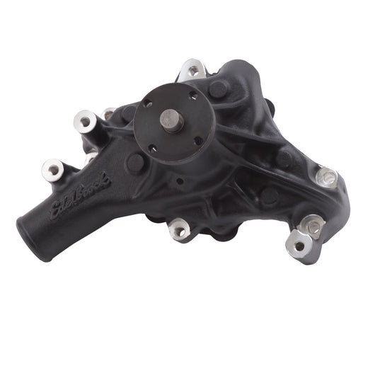 Edelbrock 88113 Water Pump for Small-Block Chevy in Black Finish (Long)