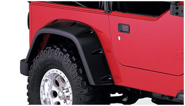 Bushwacker 10030-07 - Black Max Coverage Pocket/Rivet Style Textured Finish Rear Fender Flares For 1997-2006 Jeep Wrangler TJ Bushwacker 1