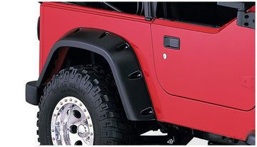 Bushwacker 10042-07 - Black Pocket/Rivet Style Textured Finish Rear Fender Flares For 1997-2006 Jeep Wrangler TJ Bushwacker 1