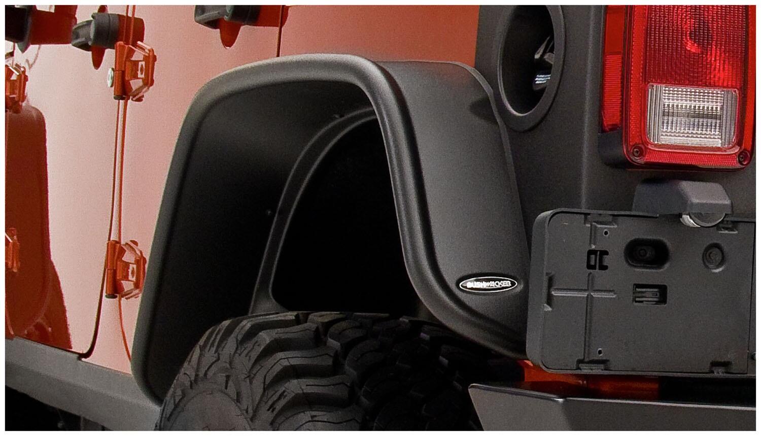 Bushwacker 10050-07 - Black Jeep Flat Style Textured Finish Rear Fender Flares For 2007-2018 Jeep Wrangler JK Unlimited 4-Door Bushwacker 2