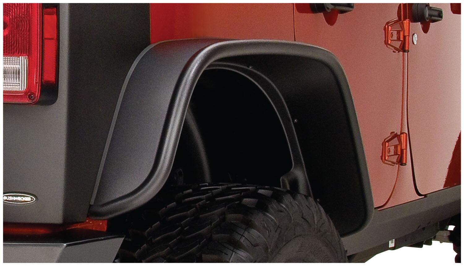 Bushwacker 10050-07 - Black Jeep Flat Style Textured Finish Rear Fender Flares For 2007-2018 Jeep Wrangler JK Unlimited 4-Door Bushwacker 3