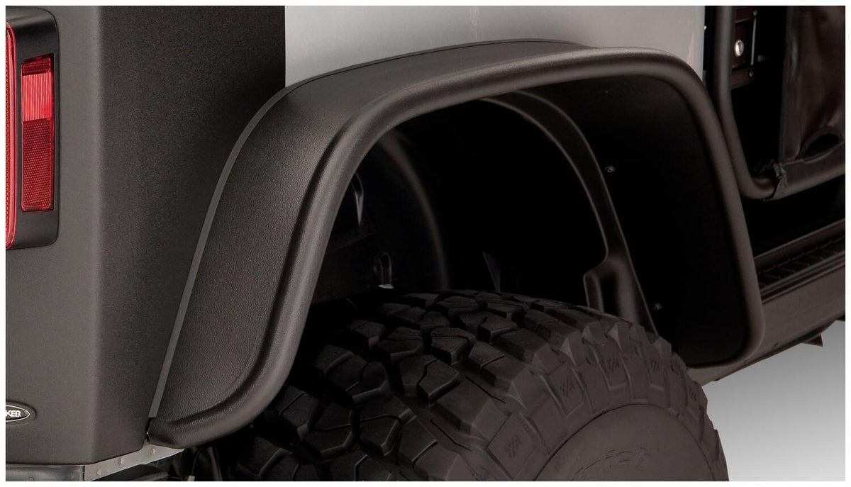 Bushwacker 10052-07 - Black Jeep Flat Style Textured Finish Rear Fender Flares For 2007-2018 Jeep Wrangler JK 2-Door Bushwacker 2