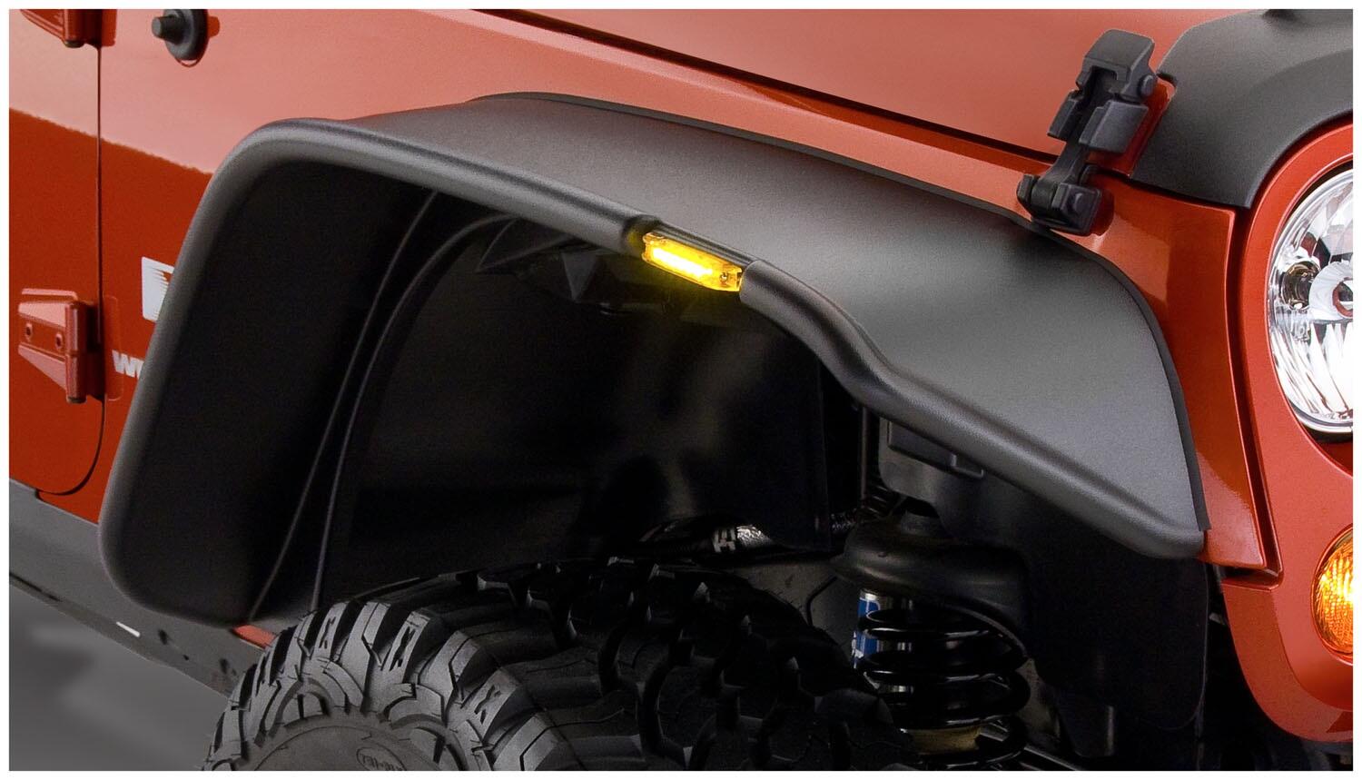 Bushwacker Body Bushwacker 10053-07 - Black Jeep Flat Style Textured Finish Front Fender Flares For 2007-2018 Jeep Wrangler JK Bushwacker