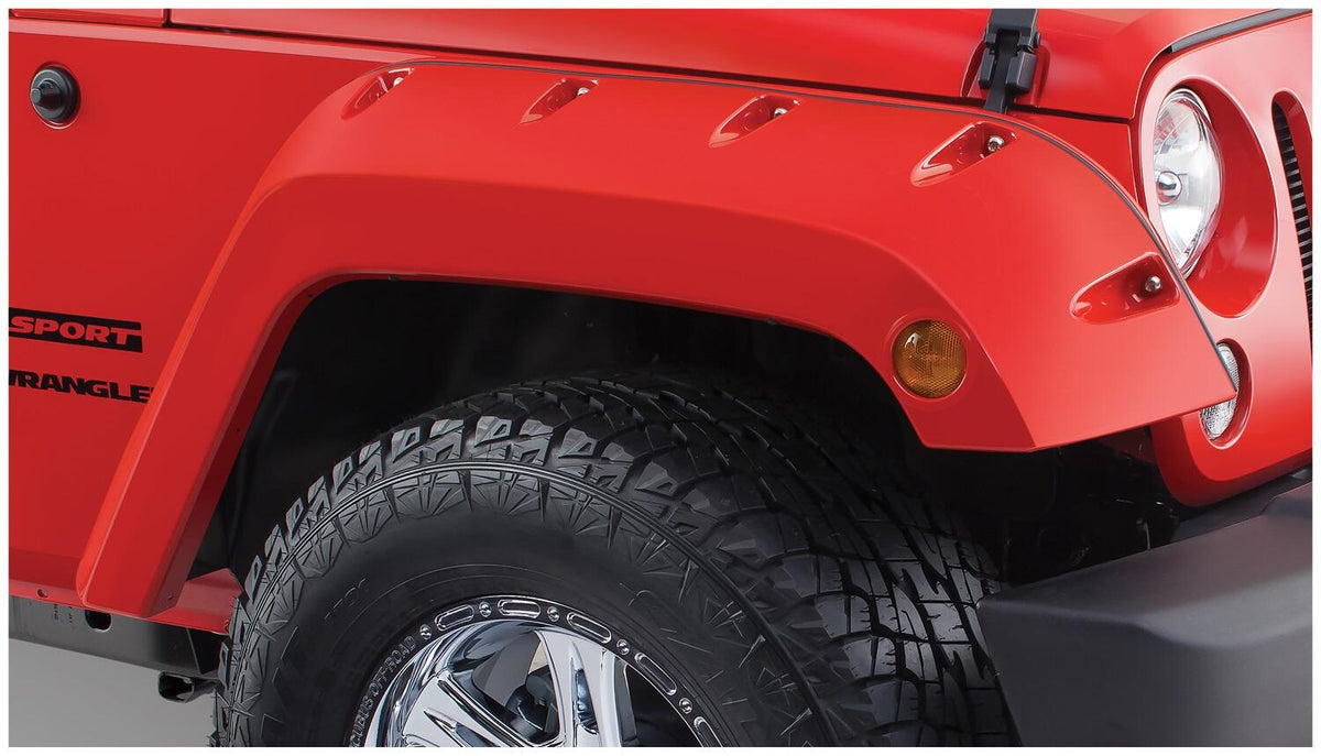 Bushwacker 10077-02 - Black Pocket/Rivet Style Smooth Finish Front Fender Flares For 2007-2018 Jeep Wrangler JK Bushwacker 3