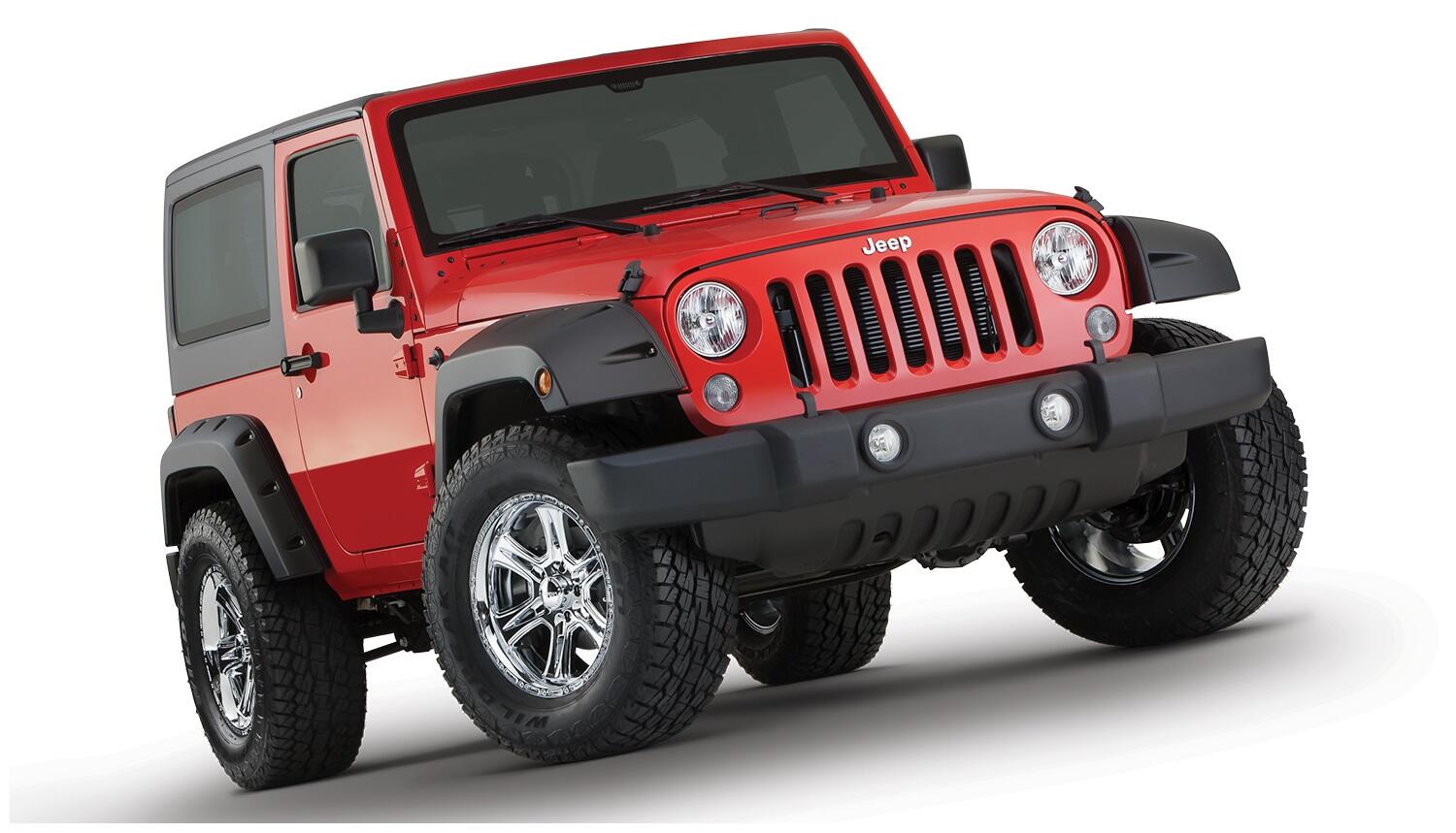 Bushwacker 10077-02 - Black Pocket/Rivet Style Smooth Finish Front Fender Flares For 2007-2018 Jeep Wrangler JK Bushwacker 5