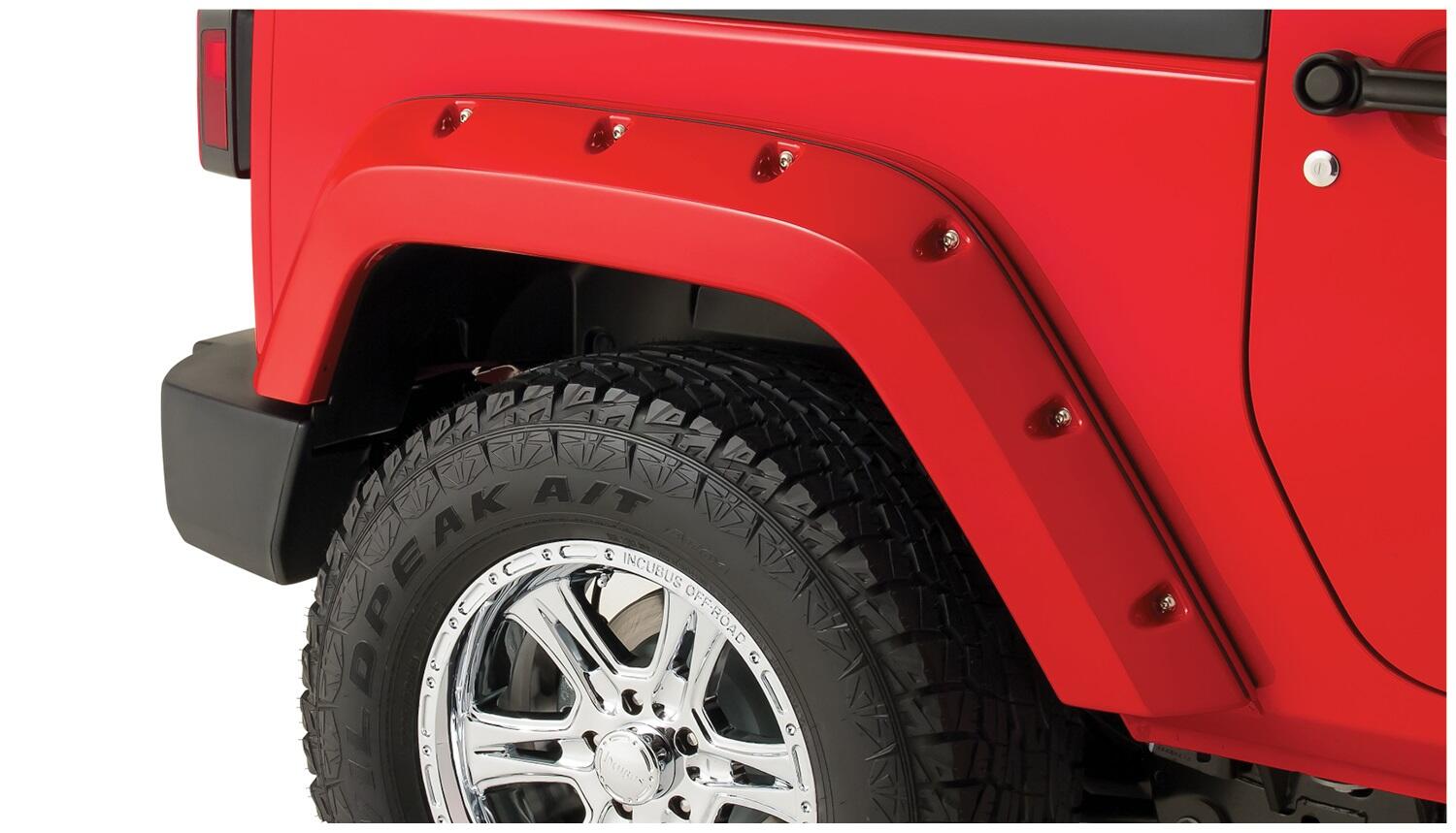 Bushwacker 10078-02 - Black Pocket/Rivet Style Smooth Finish Rear Fender Flares For 2007-2018 Jeep Wrangler JK 2-Door Bushwacker 3