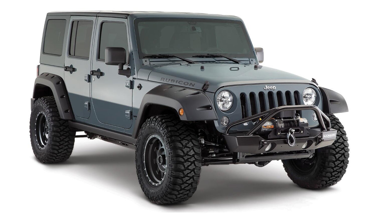 Bushwacker 10080-02 - Black Pocket/Rivet Style Smooth Finish Rear Fender Flares For 2007-2018 Jeep Wrangler JK Unlimited 4-Door Bushwacker 1