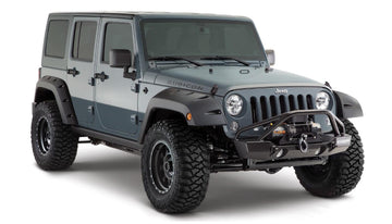 Bushwacker 10080-02 - Black Pocket/Rivet Style Smooth Finish Rear Fender Flares For 2007-2018 Jeep Wrangler JK Unlimited 4-Door Bushwacker 1