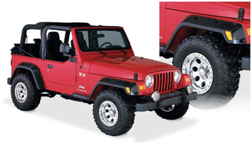 Bushwacker 10917-07 - Black Pocket/Rivet Style Textured Finish 4-Piece Fender Flare Set Standard Flare Coverage For 1997-2006 Jeep Wrangler TJ Bushwacker 1
