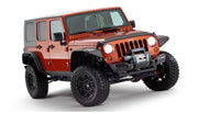 Bushwacker 10918-07 - Black Jeep Flat Style Textured Finish 4-Piece Fender Flare Set For 2007-2018 Jeep Wrangler JK Unlimited 4-Door Bushwacker 4