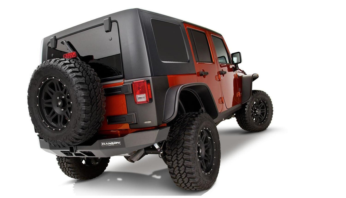 Bushwacker 10918-07 - Black Jeep Flat Style Textured Finish 4-Piece Fender Flare Set For 2007-2018 Jeep Wrangler JK Unlimited 4-Door Bushwacker 5