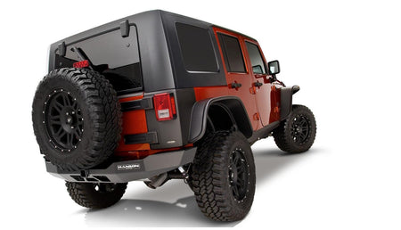 Bushwacker 10918-07 - Black Jeep Flat Style Textured Finish 4-Piece Fender Flare Set For 2007-2018 Jeep Wrangler JK Unlimited 4-Door Bushwacker 5