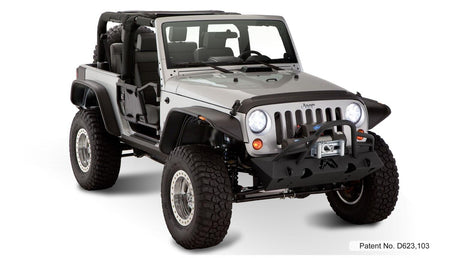 Bushwacker 10919-07 - Black Jeep Flat Style Textured Finish 4-Piece Fender Flare Set For 2007-2018 Jeep Wrangler JK 2-Door Bushwacker 5