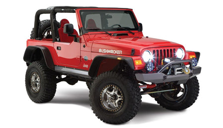 Bushwacker 10920-07 - Black Jeep Flat Style Textured Finish 4-Piece Fender Flare Set For 1997-2006 Jeep Wrangler TJ Bushwacker 5