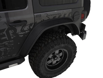 Bushwacker 10923-07 - Black Jeep Flat Style Textured Finish 4-Piece Fender Flare Set For 2018-2023 Jeep Wrangler JL (All Models) Bushwacker 1
