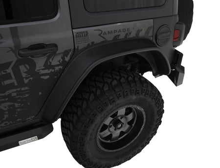 Bushwacker 10923-07 - Black Jeep Flat Style Textured Finish 4-Piece Fender Flare Set For 2018-2023 Jeep Wrangler JL (All Models) Bushwacker 1