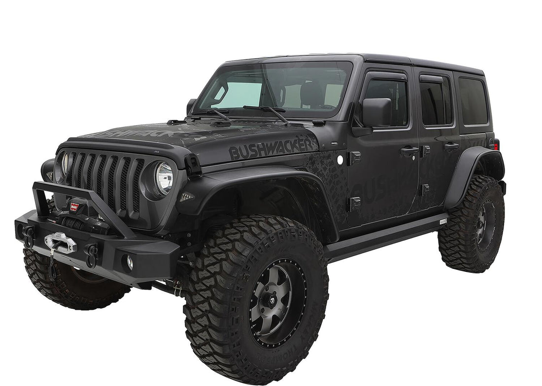 Bushwacker 10923-07 - Black Jeep Flat Style Textured Finish 4-Piece Fender Flare Set For 2018-2023 Jeep Wrangler JL (All Models) Bushwacker 3