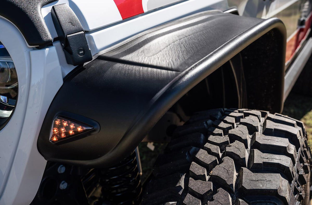 Bushwacker 10928-07 - Black Jeep Flat Style Textured Finish 4-Piece Fender Flare Set For 2020-2023 Jeep Gladiator Launch Edition Bushwacker 3
