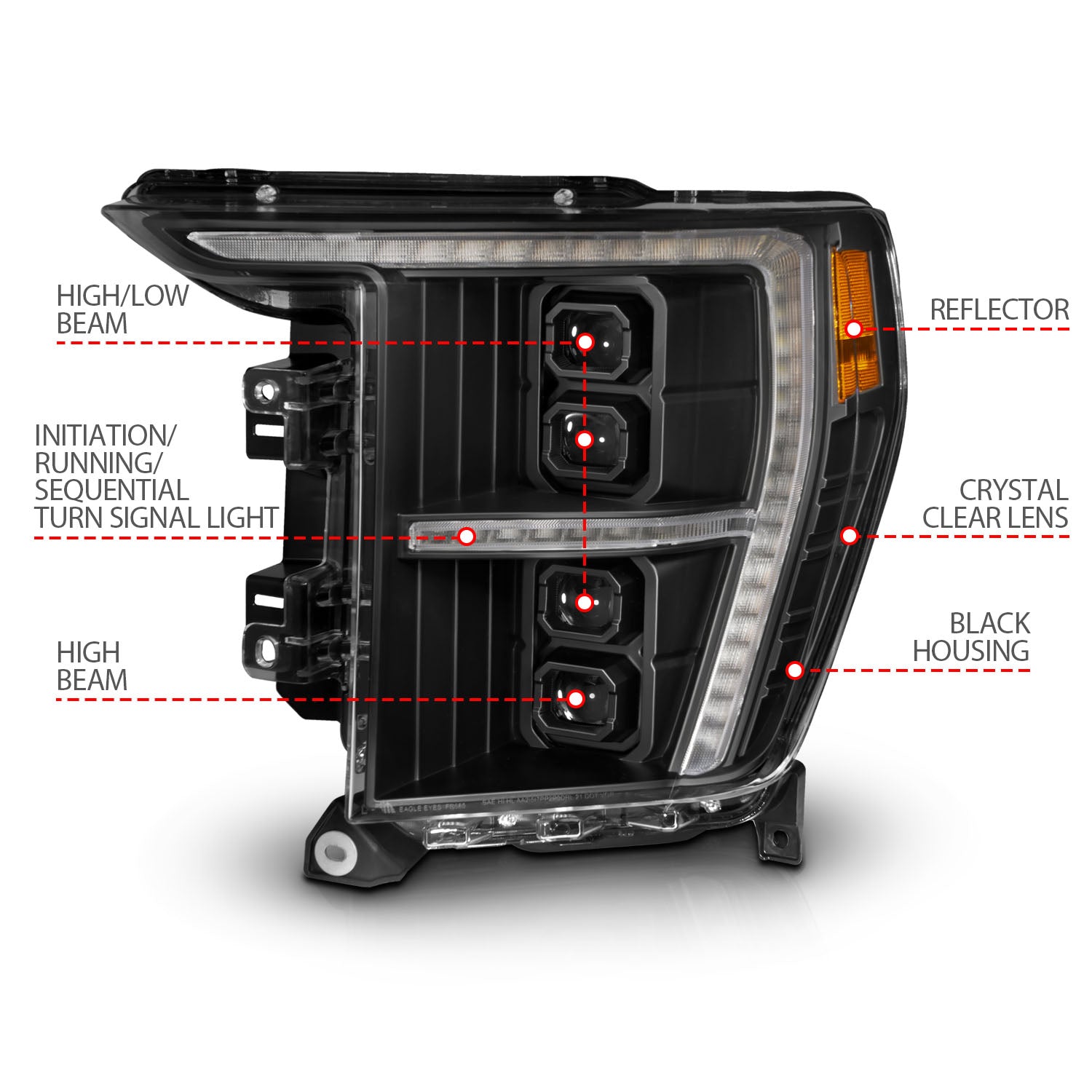 ANZO USA 111593X-L - Z-SERIES FULL LED PROJECTOR HEADLIGHTS DRIVER SIDE