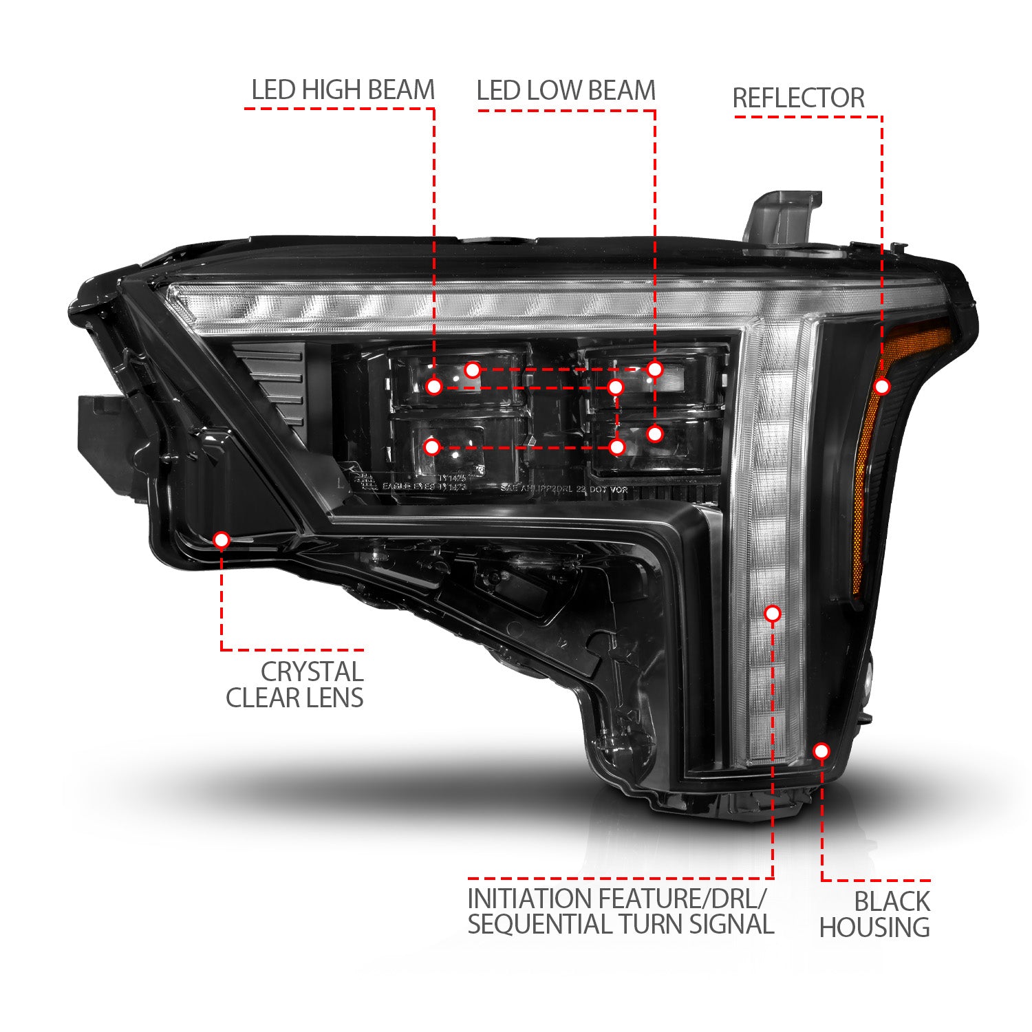 ANZO USA NA ANZO USA 111599X-L - Z-SERIES FULL LED PROJECTOR HEADLIGHTS DRIVER SIDE