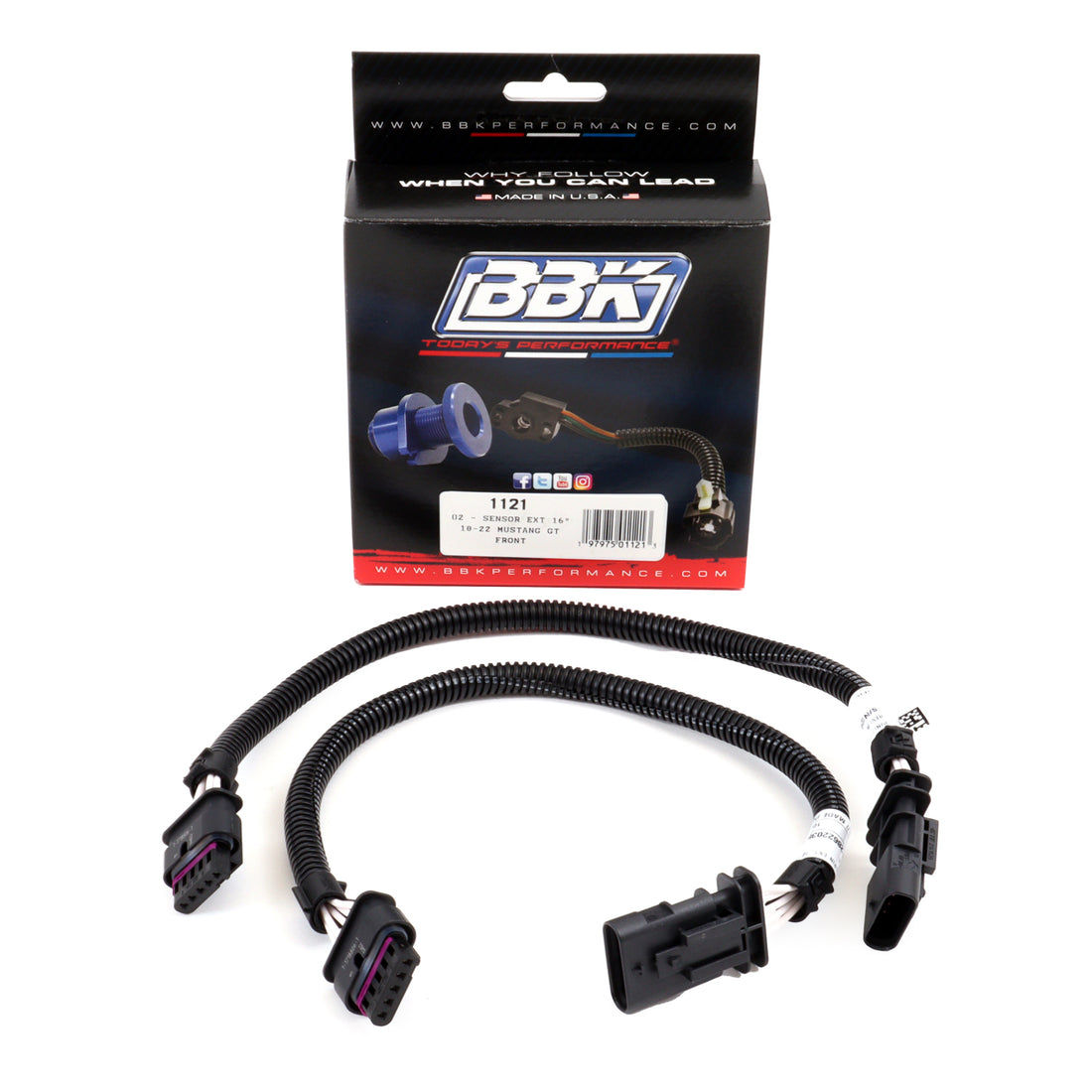 BBK Performance Parts 1121 - 2018-24 MUSTANG GT FRONT OR REAR O2 HARNESS EXTENSIONS 16IN (PAIR) 1