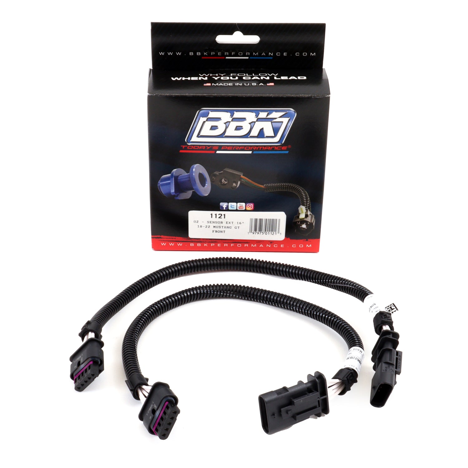 BBK Performance Parts 1121 - 2018-24 MUSTANG GT FRONT OR REAR O2 HARNESS EXTENSIONS 16IN (PAIR) 1