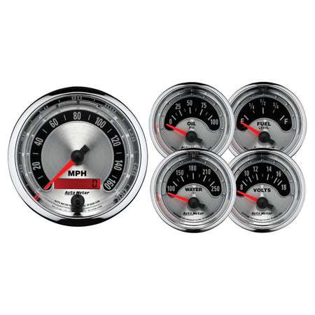 AutoMeter 1202 - GAUGE KIT, 5 PC., 3 3/8" & 2 1/16", ELEC. SPEEDOMETER, AMERICAN MUSCLE 5