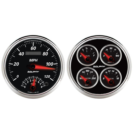 AutoMeter 1204 - GAUGE KIT, 2 PC., QUAD & TACH/SPEEDO, 5", DESIGNER BLACK II 5