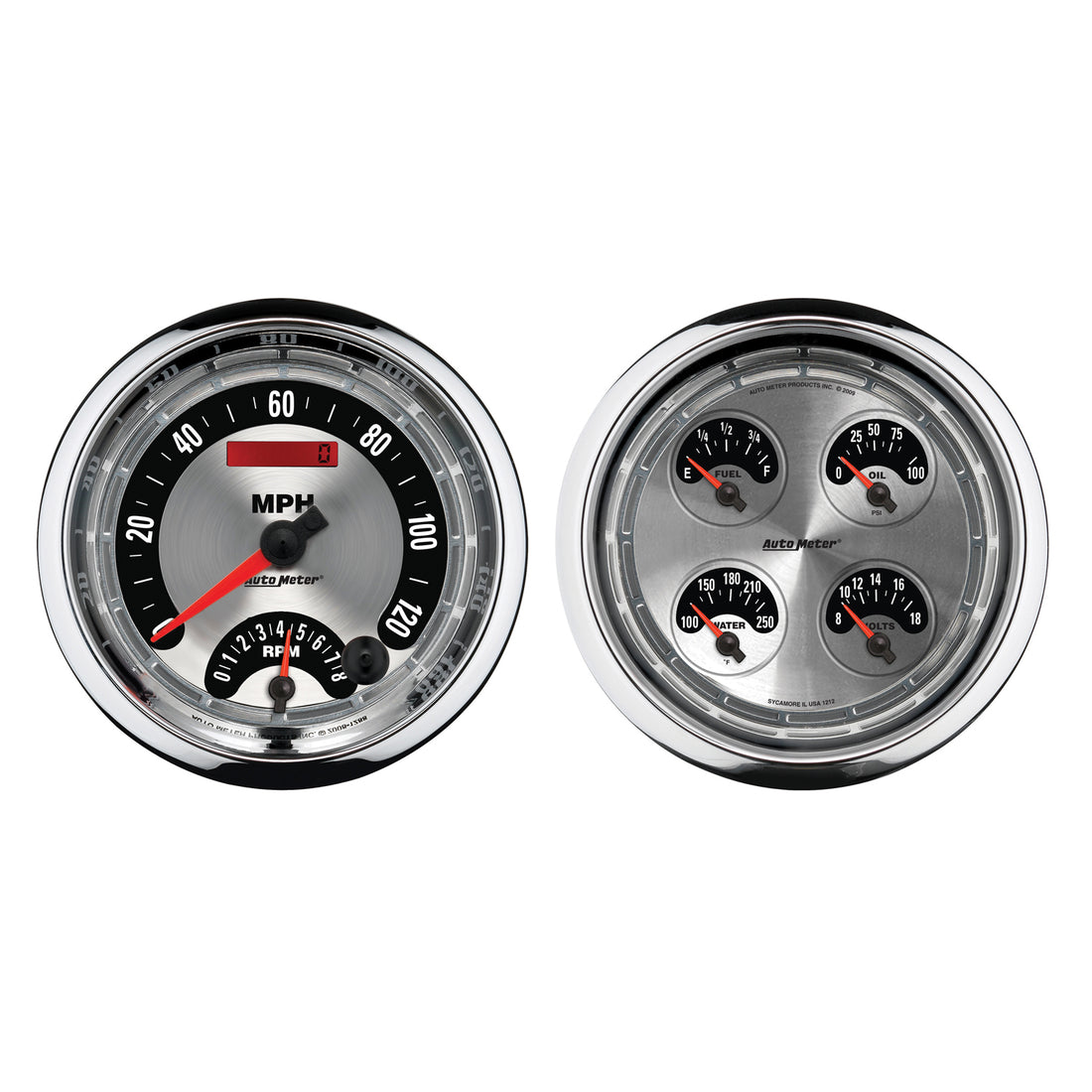 AutoMeter 1205 - GAUGE KIT, 2 PC., QUAD & TACH/SPEEDO, 5", AMERICAN MUSCLE 3