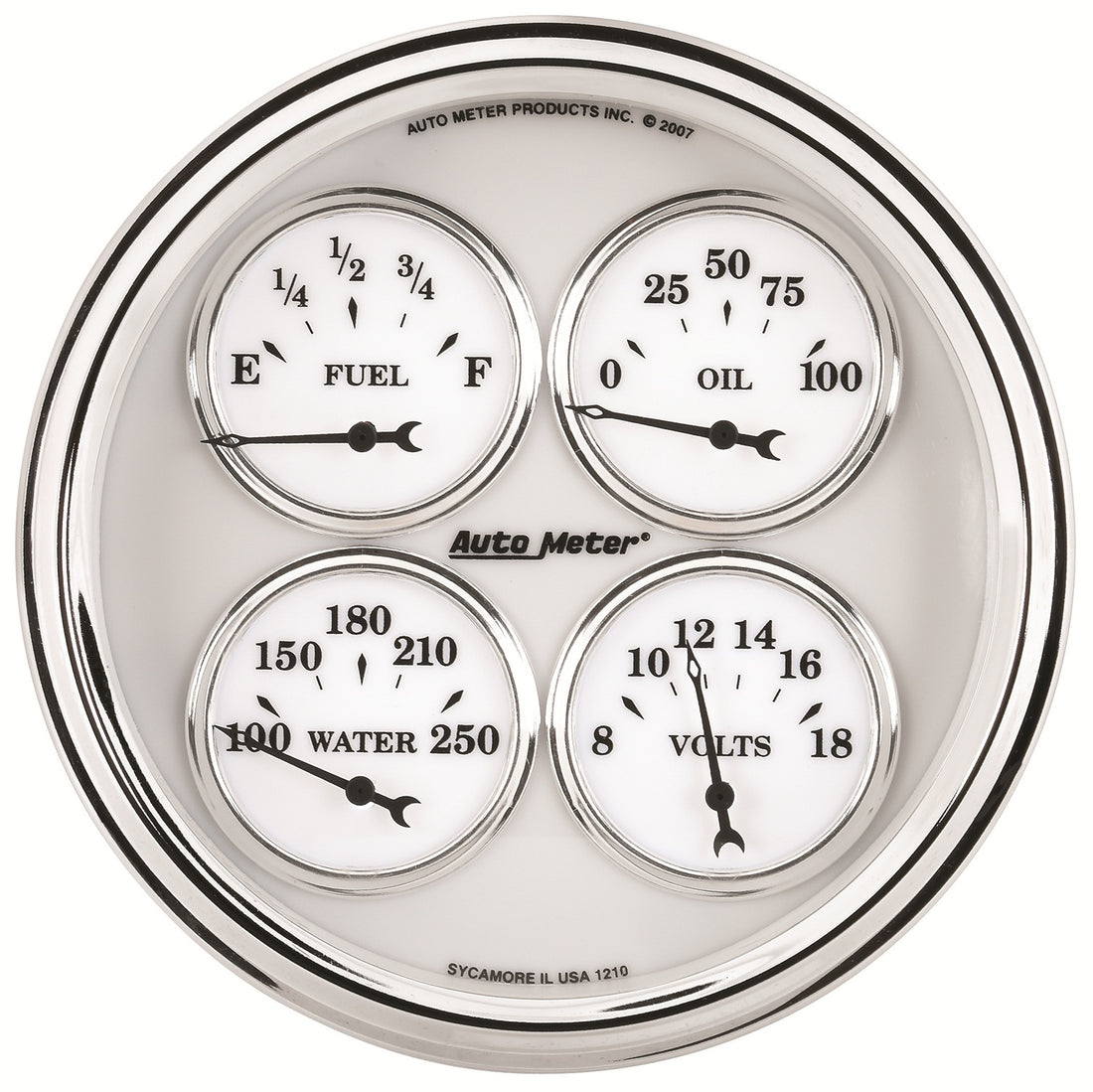 AutoMeter 1210 - GAUGE, QUAD, 5", 240OE-33OF, ELEC, OLD TYME WHITE II 3