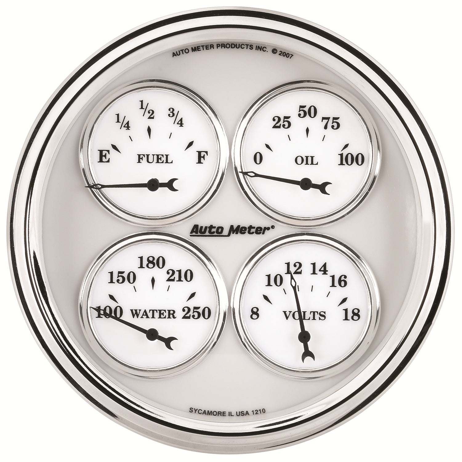 AutoMeter 1210 - GAUGE, QUAD, 5", 240OE-33OF, ELEC, OLD TYME WHITE II 3