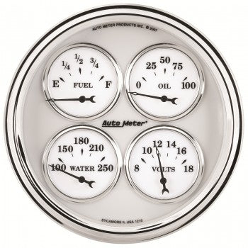 AutoMeter 1210 - GAUGE, QUAD, 5", 240OE-33OF, ELEC, OLD TYME WHITE II 4