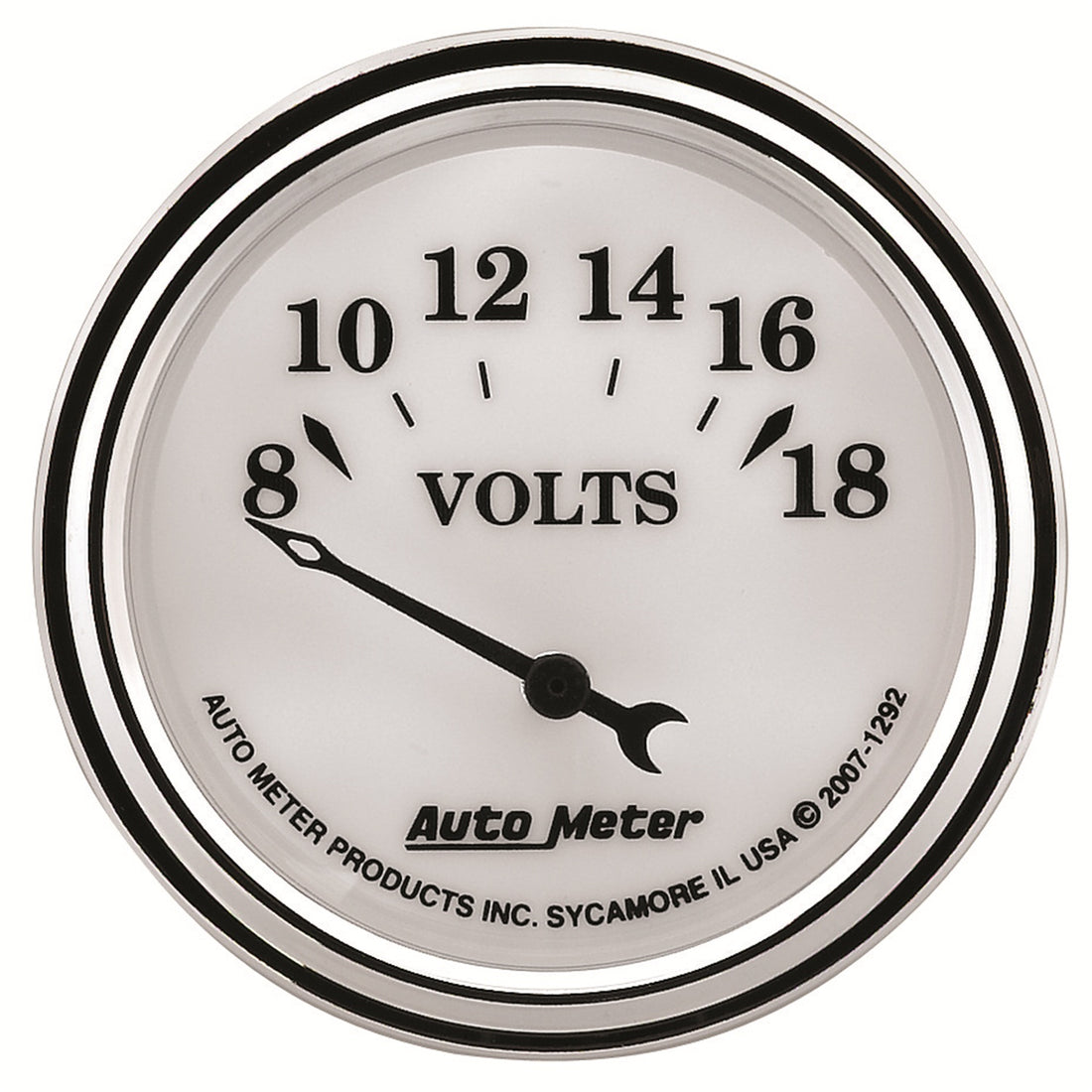 AutoMeter 1292 - GAUGE, VOLTMETER, 2 1/16", 18V, ELEC, OLD TYME WHITE II 3