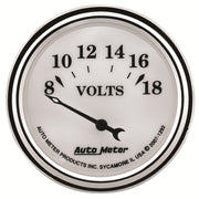AutoMeter 1292 - GAUGE, VOLTMETER, 2 1/16", 18V, ELEC, OLD TYME WHITE II 3