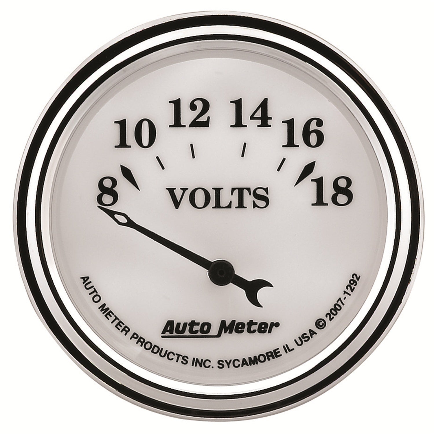 AutoMeter 1292 - GAUGE, VOLTMETER, 2 1/16", 18V, ELEC, OLD TYME WHITE II 3