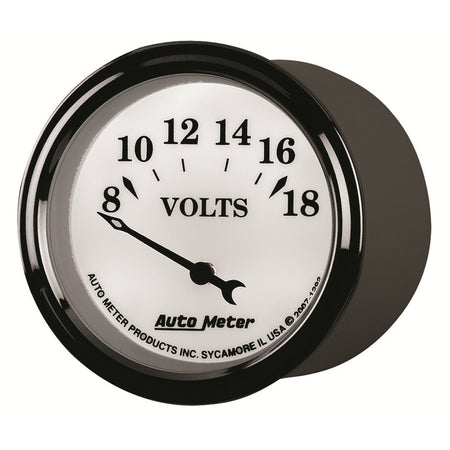 AutoMeter 1292 - GAUGE, VOLTMETER, 2 1/16", 18V, ELEC, OLD TYME WHITE II 5