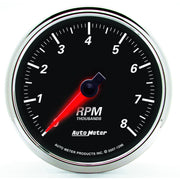 AutoMeter 1296 - GAUGE, TACHOMETER, 3 3/8", 8K RPM, IN-DASH, DESIGNER BLACK II 3