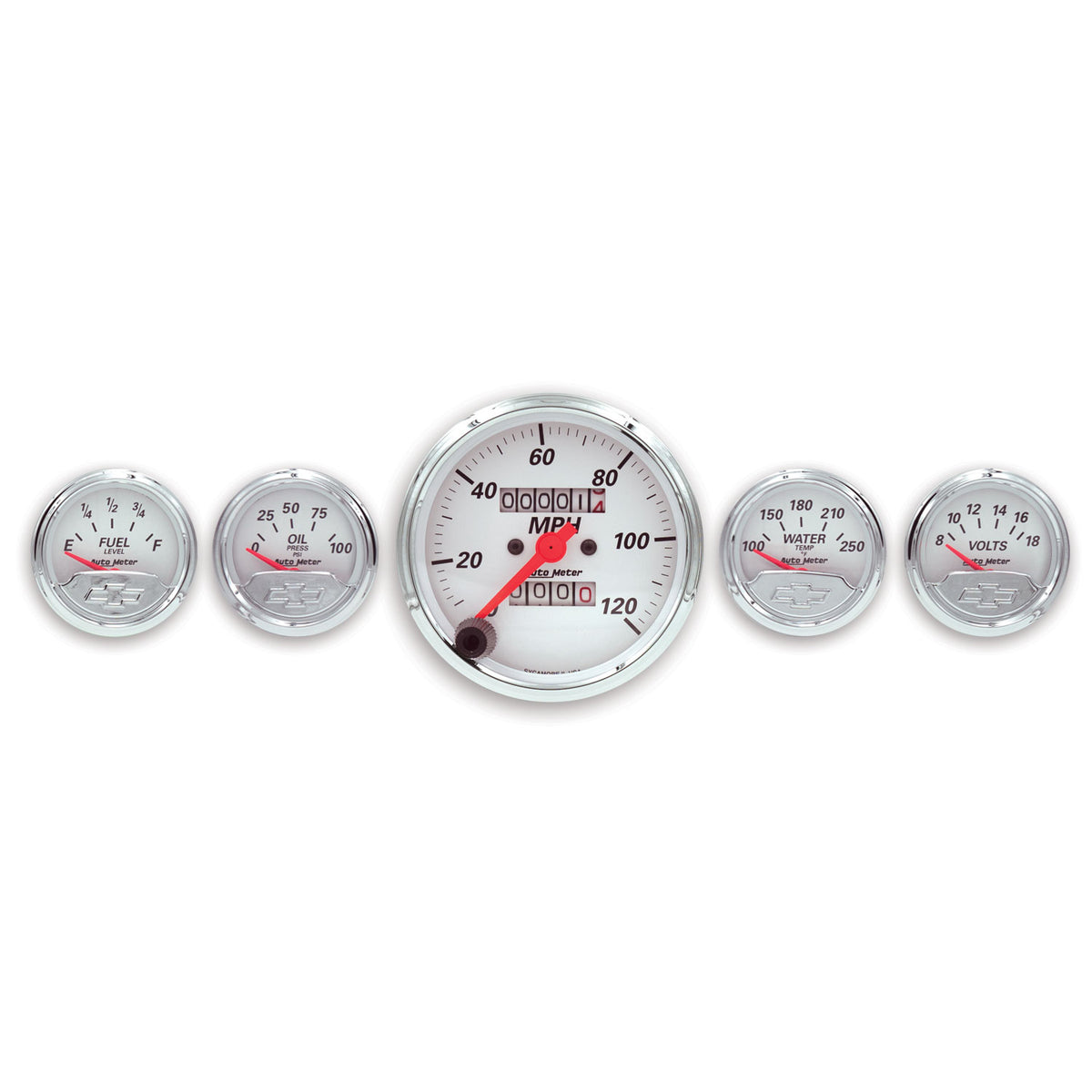 AutoMeter 1300-00408 - GAUGE KIT, 5 PC., 3 1/8" & 2 1/16", MECH. SPEEDO., CHEVROLET HERITAGE BOWTIE 3