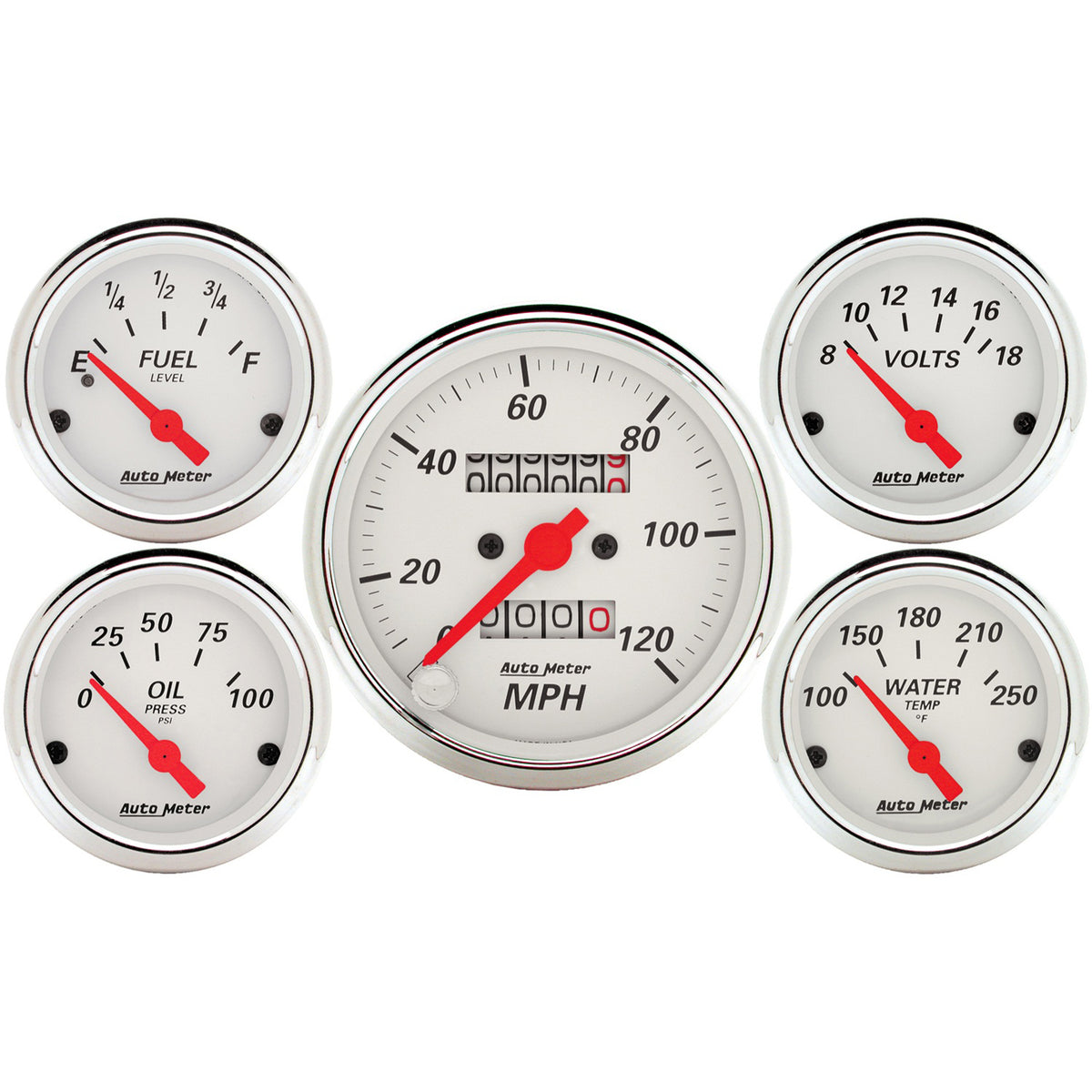 AutoMeter 1300 - GAUGE KIT, 5 PC., 3 1/8" & 2 1/16", MECH. SPEEDOMETER, ARCTIC WHITE 3