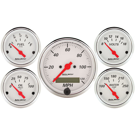 AutoMeter 1302 - GAUGE KIT, 5 PC., 3 1/8" & 2 1/16", ELEC. SPEEDOMETER, ARCTIC WHITE 3