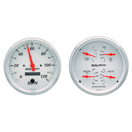 AutoMeter 1303 - GAUGE KIT, 2 PC., QUAD & SPEEDOMETER, 5", ARCTIC WHITE 5