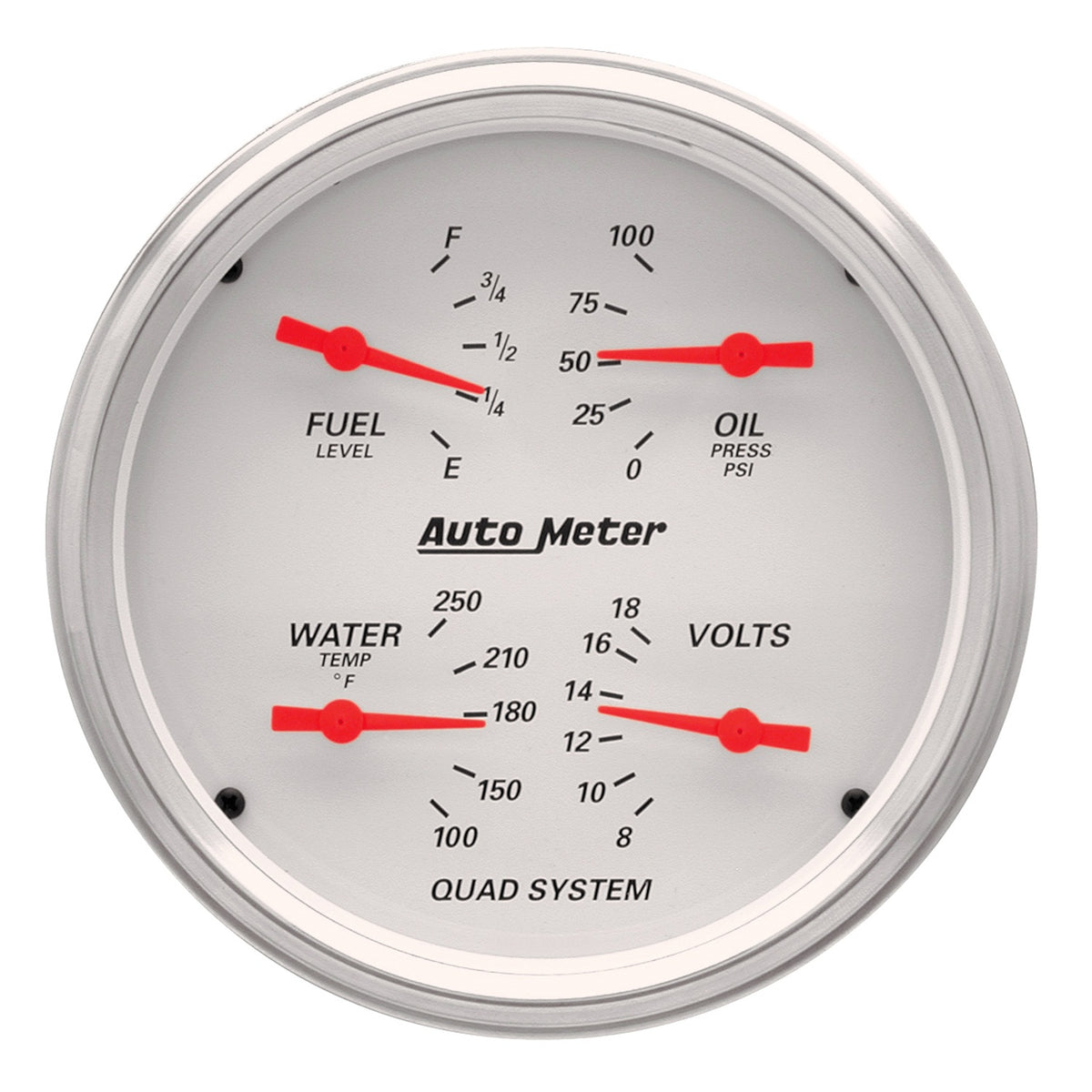 AutoMeter 1310 - GAUGE, QUAD, 5", 240OE-33OF, ELEC, ARCTIC WHITE 3
