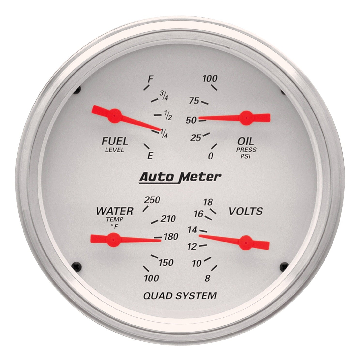 AutoMeter 1310 - GAUGE, QUAD, 5", 240OE-33OF, ELEC, ARCTIC WHITE 3