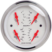 AutoMeter 1312 - GAUGE, QUAD, 3 3/8", 240OE-33OF, ELEC, ARCTIC WHITE 3