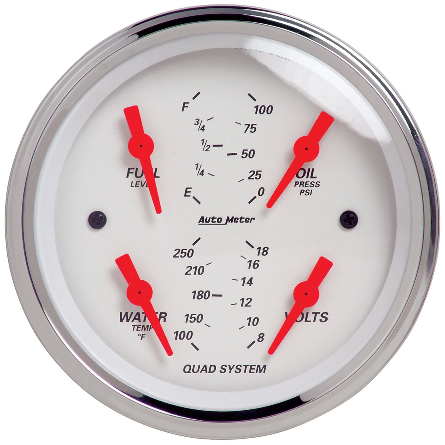 AutoMeter 1312 - GAUGE, QUAD, 3 3/8", 240OE-33OF, ELEC, ARCTIC WHITE 3