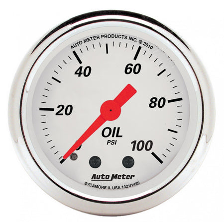 AutoMeter 1321 - GAUGE, OIL PRESS, 2 1/16", 100PSI, MECH, ARCTIC WHITE 5